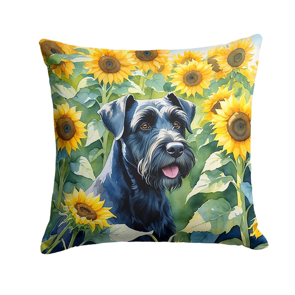 4538 in Sunflowers Throw Pillow, 18Hx18W, Giant Schnauzer 6087